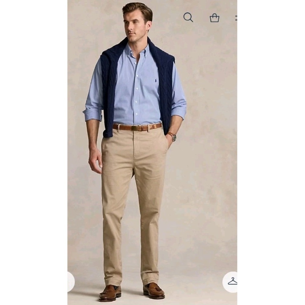 NWT Polo Ralph Lauren Men's Classic Fit Tan Chino Pants Sz 36Wx30L Cotton Preppy